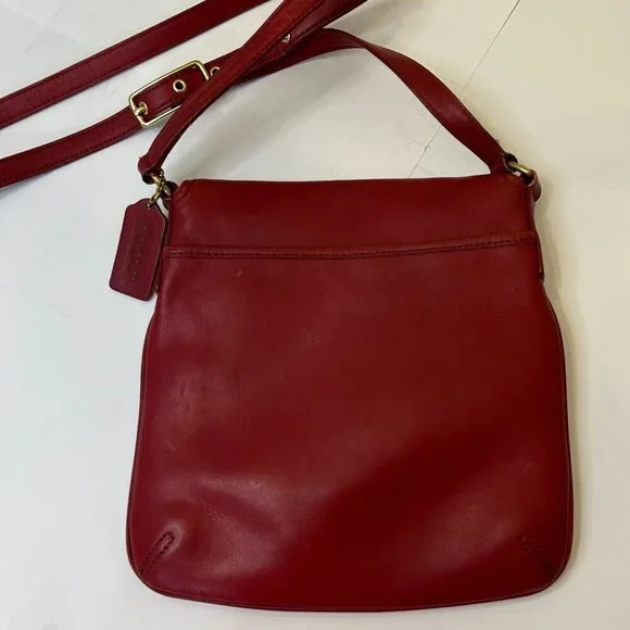Vintage Coach Legacy Flap Leather Crossbody 9592 Red - Picture 3 of 10
